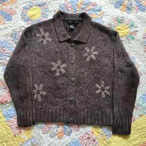 Metropolitan New York Vintage Floral Nubby Button-down Cardigan